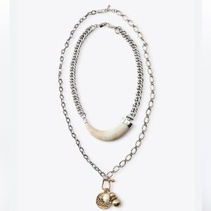 Zara NWT pack of 2 horn and charm necklaces 1856/093